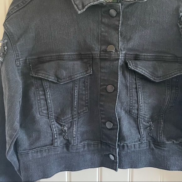 Wild Fable Black Cropped Trucker Denim Jacket XS - Picture 3 of 14